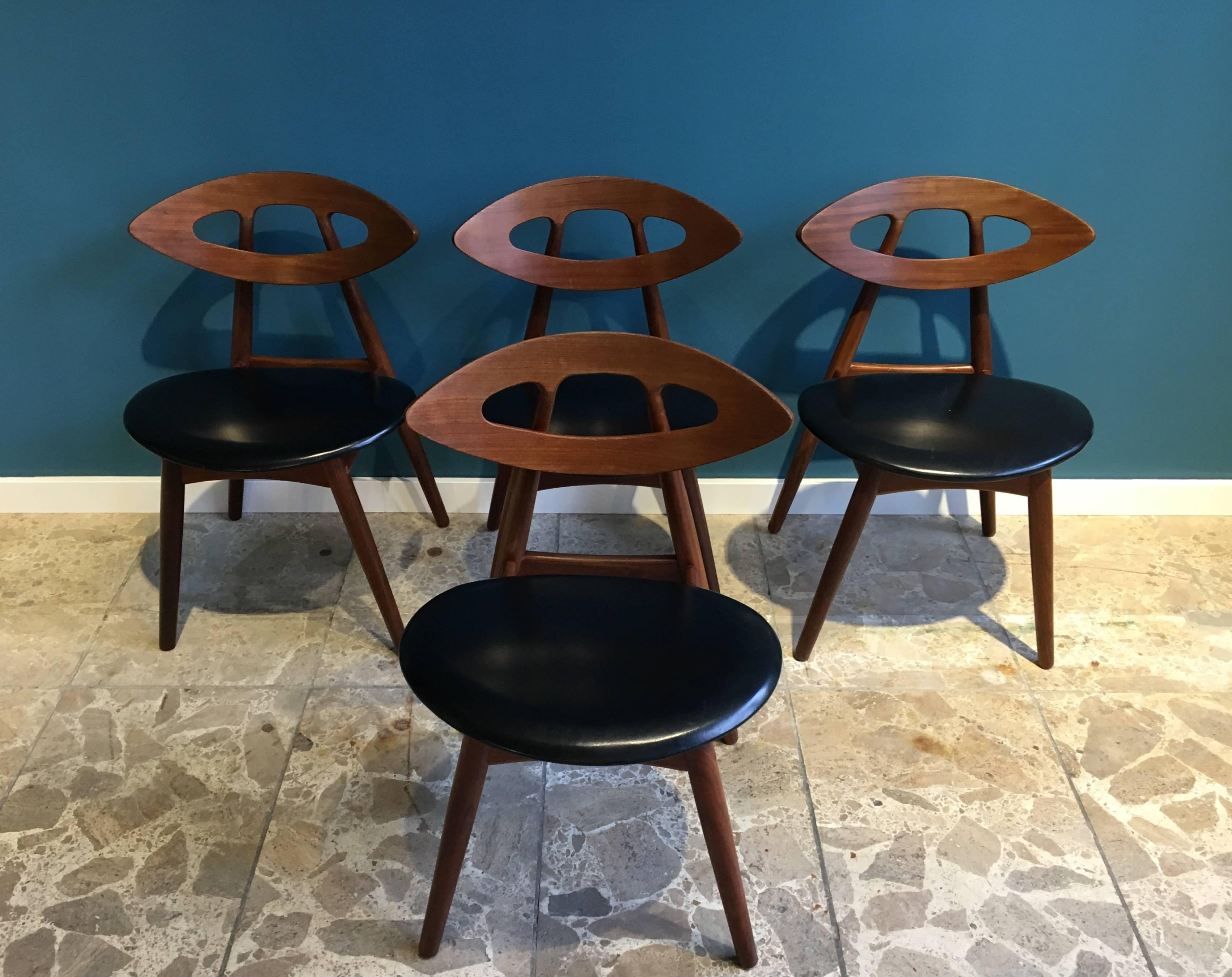 Mid-Century Modern Eye Chairs by Ejvind A. Johansson for Ivan Gern, 1961, Set of Four