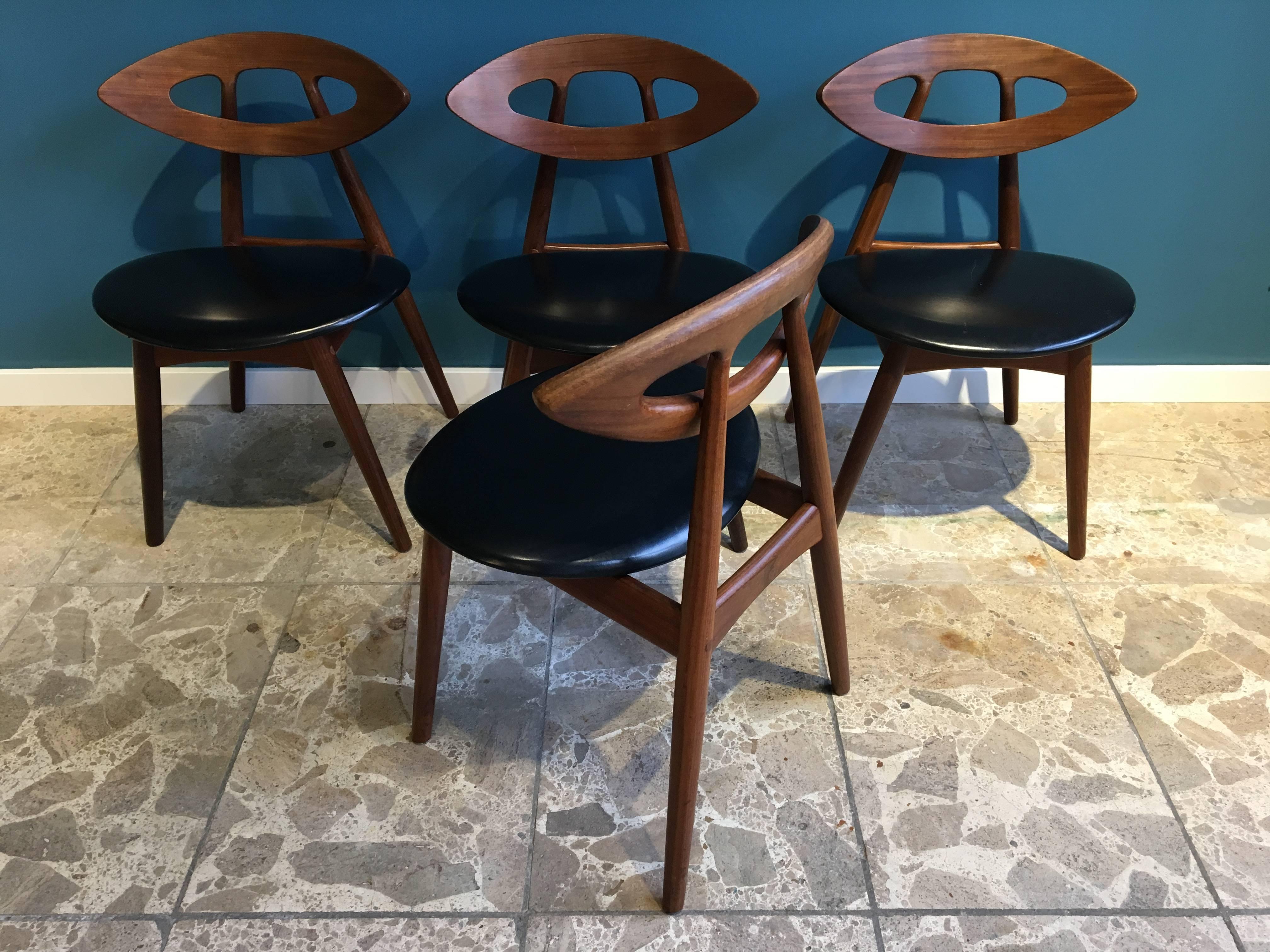 Teak Eye Chairs by Ejvind A. Johansson for Ivan Gern, 1961, Set of Four
