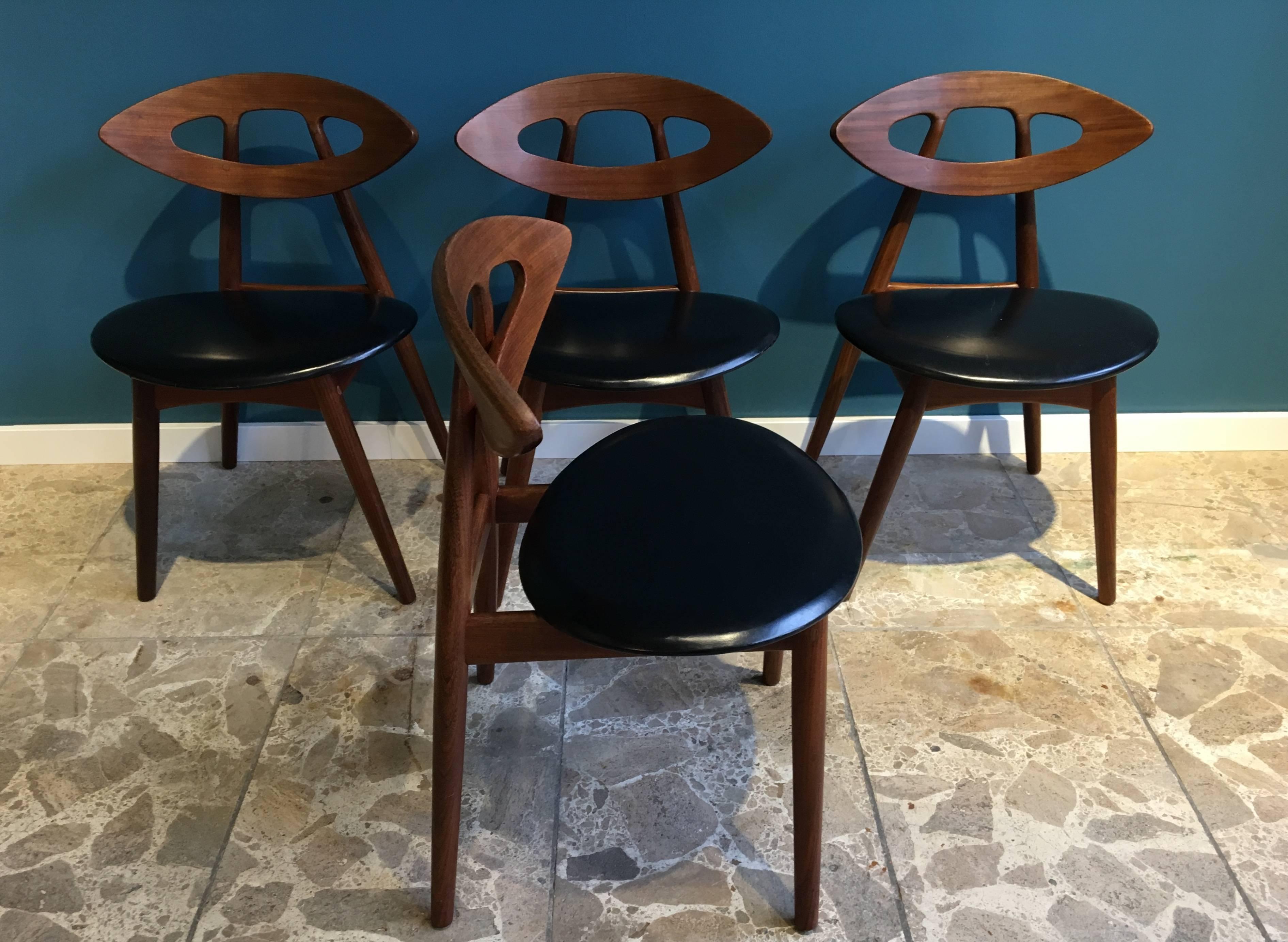 Eye Chairs by Ejvind A. Johansson for Ivan Gern, 1961, Set of Four In Good Condition In Berlin, DE