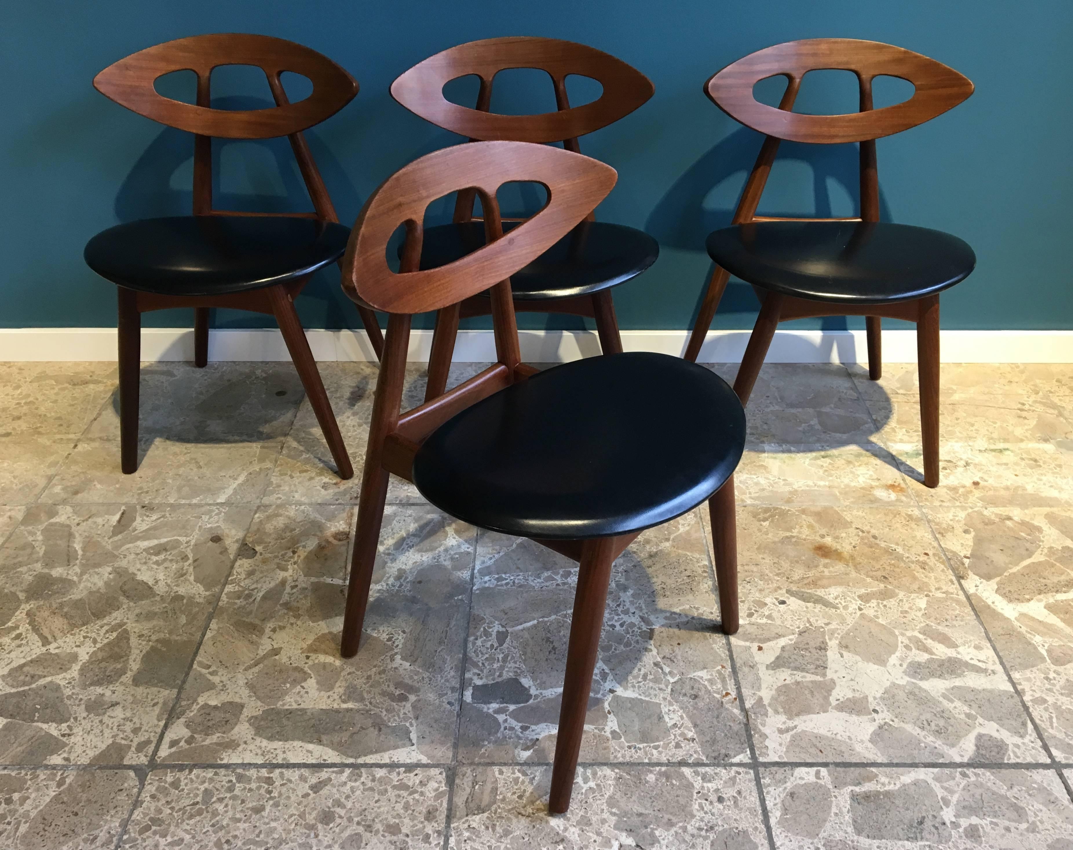 Danish Eye Chairs by Ejvind A. Johansson for Ivan Gern, 1961, Set of Four