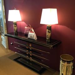 Italian Consolle, made in Italy, modern piece, glass and brass