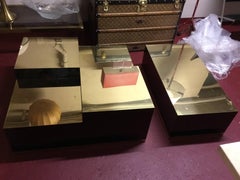 Coffee Table, Brass and Black Lacquered Wood, Italy