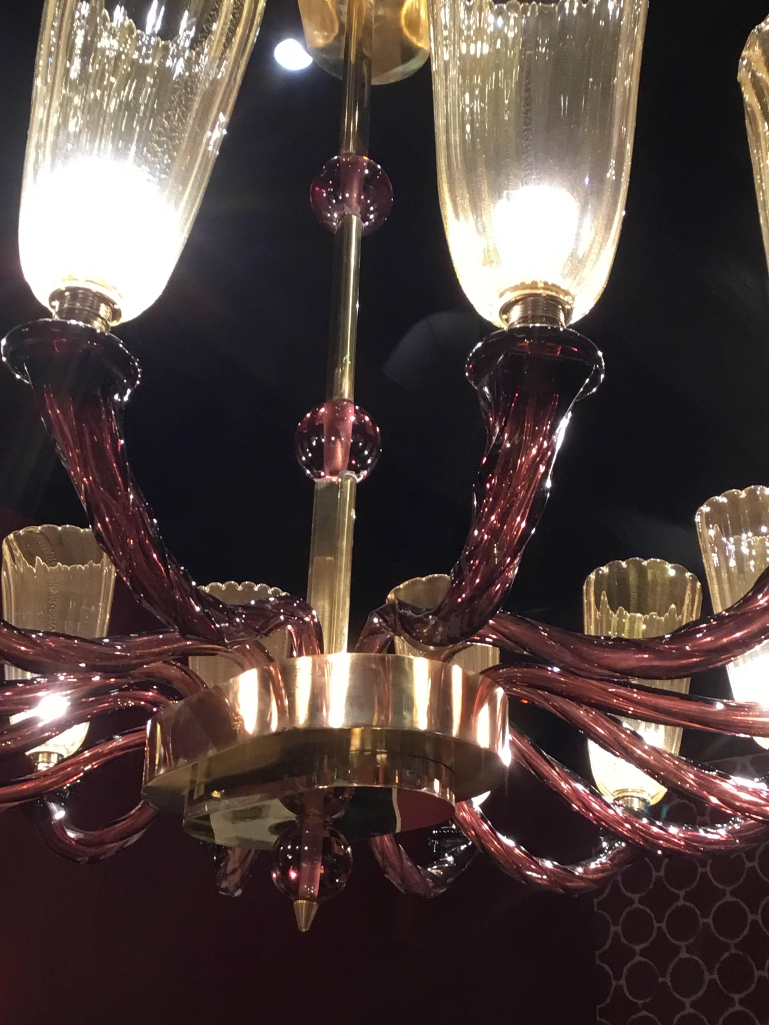 Modern Murano Glass Chandelier, made in Italy, 1990 circa, Handcraft For Sale