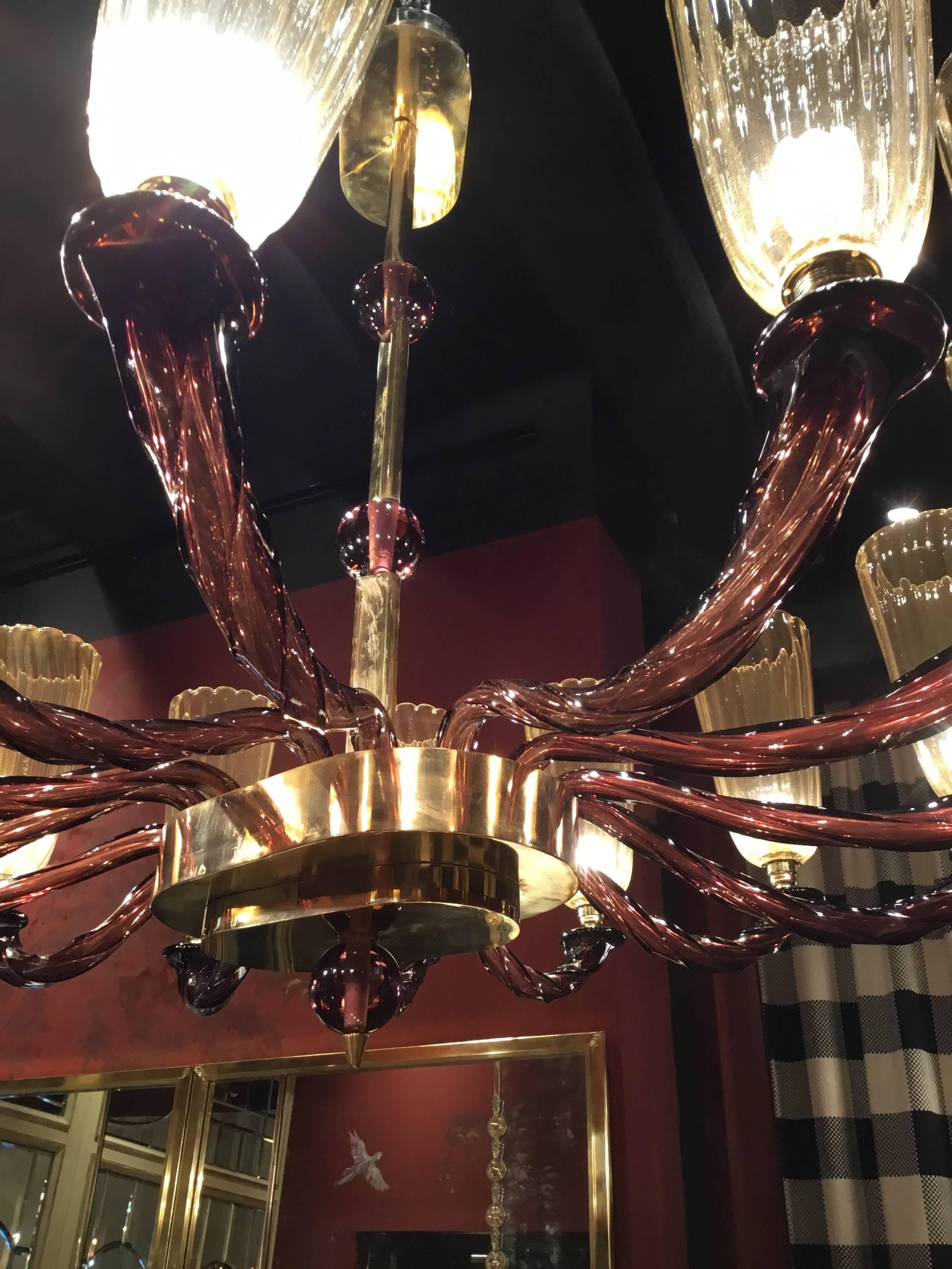Murano Glass Chandelier, made in Italy, 1990 circa, Handcraft For Sale 2