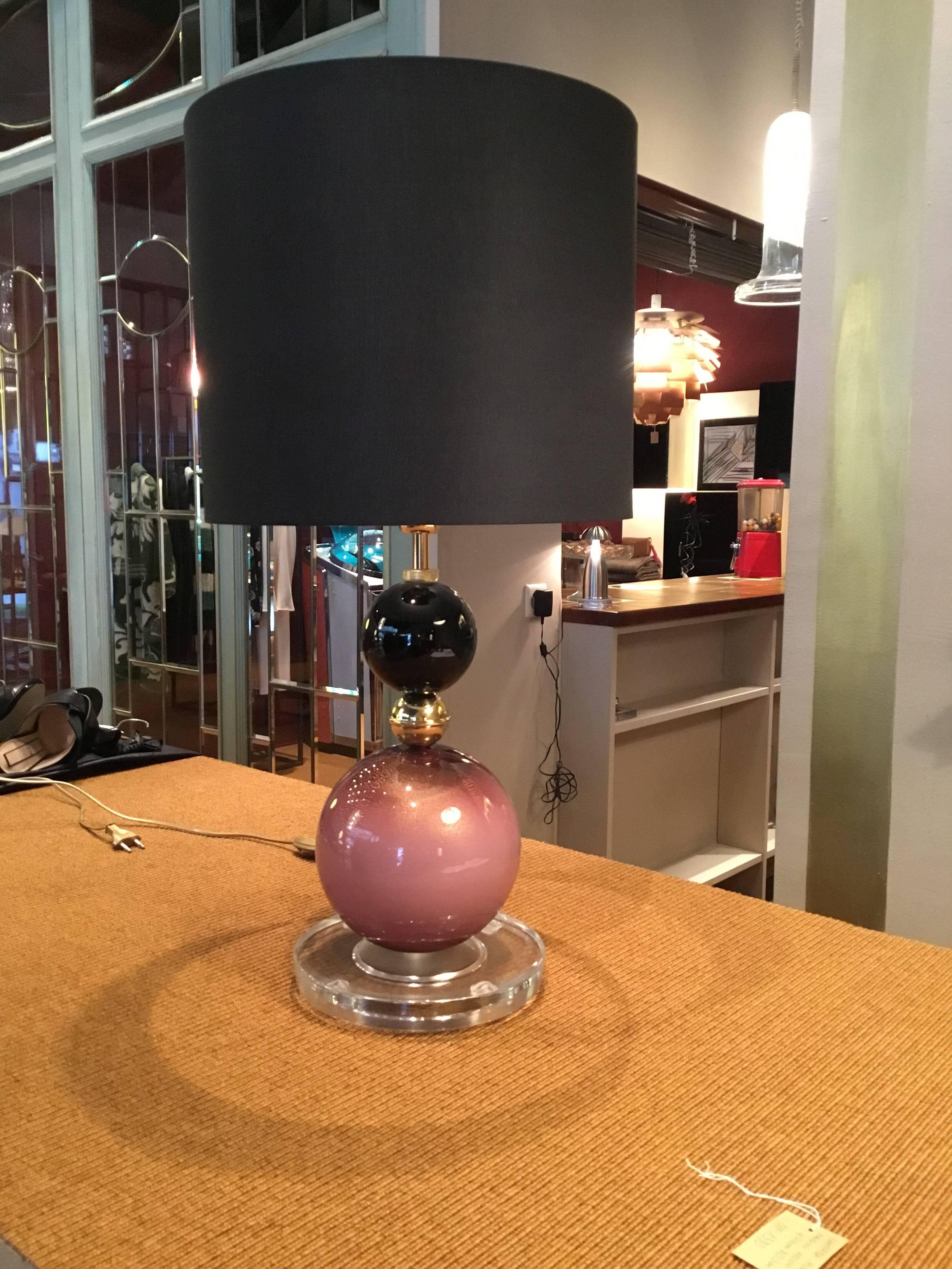 Glass table lamp by Maurizio Artoni. H65cm x D 21.5cm.