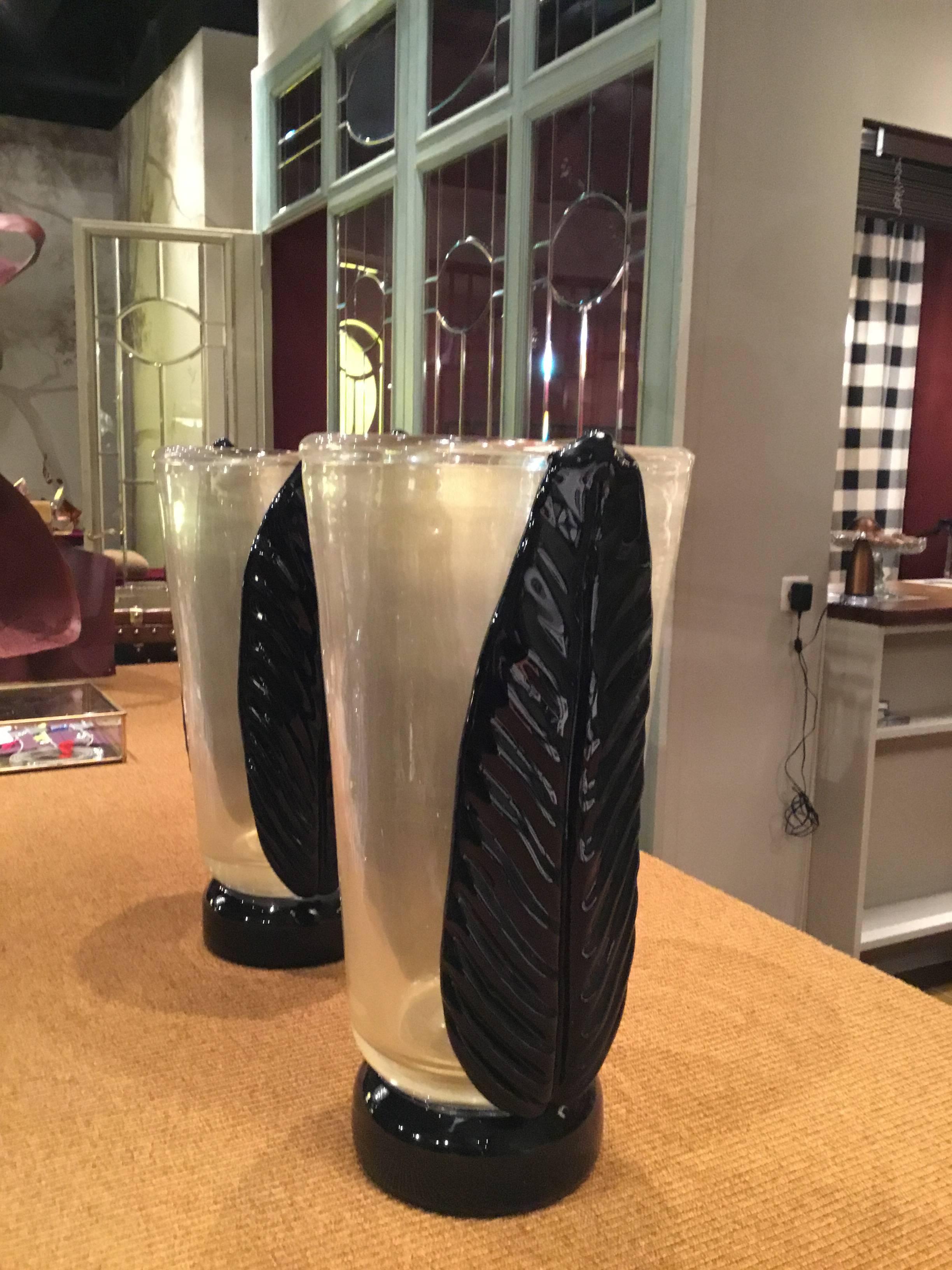 Pair of Glass Vases by Maurizio Artoni, Venice, Italy In Good Condition In Pambio Noranco, CH