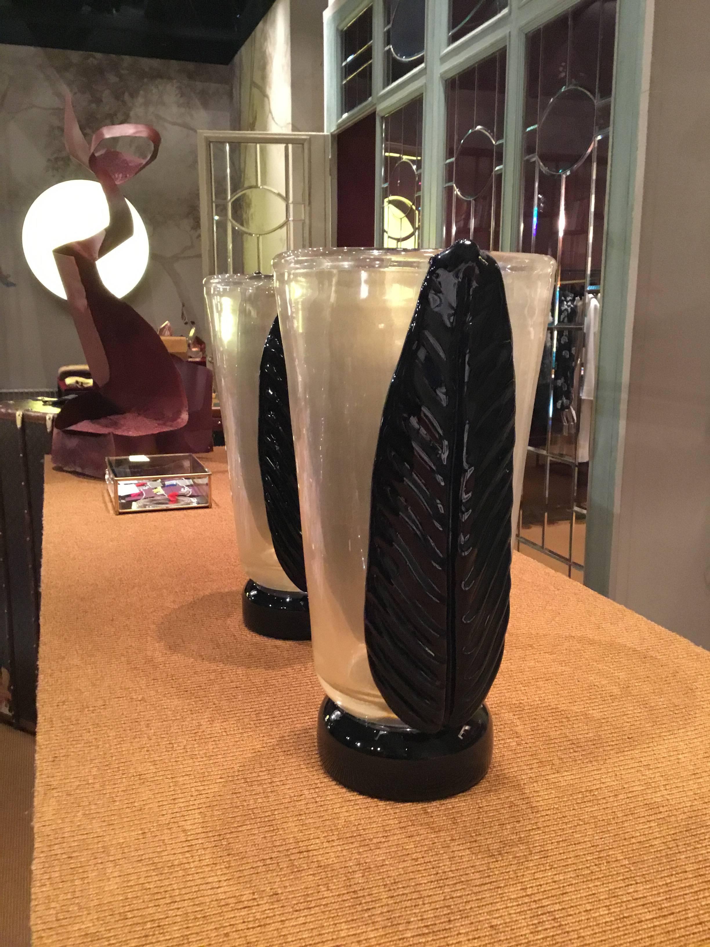 Late 20th Century Pair of Glass Vases by Maurizio Artoni, Venice, Italy