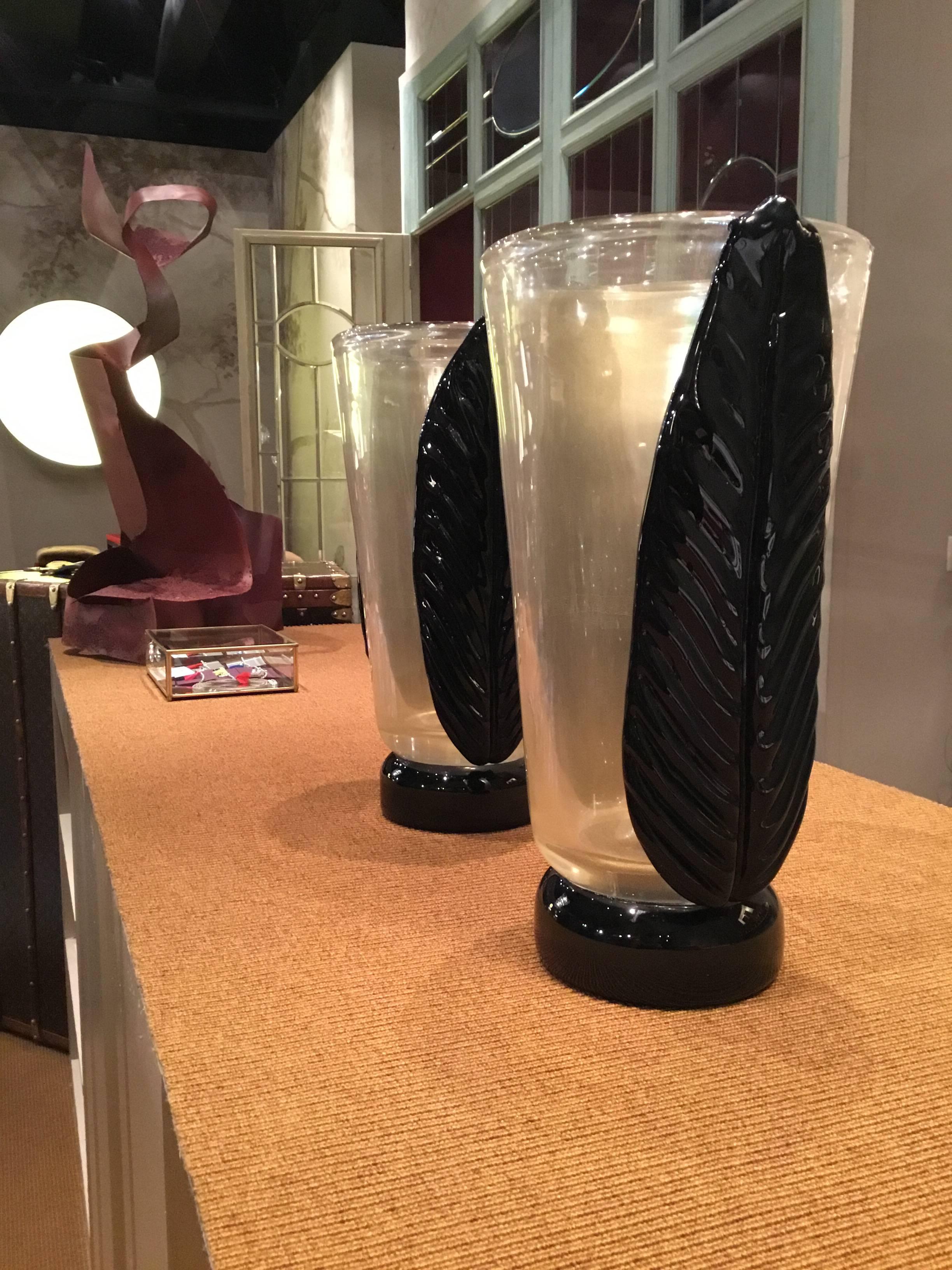 Art Glass Pair of Glass Vases by Maurizio Artoni, Venice, Italy