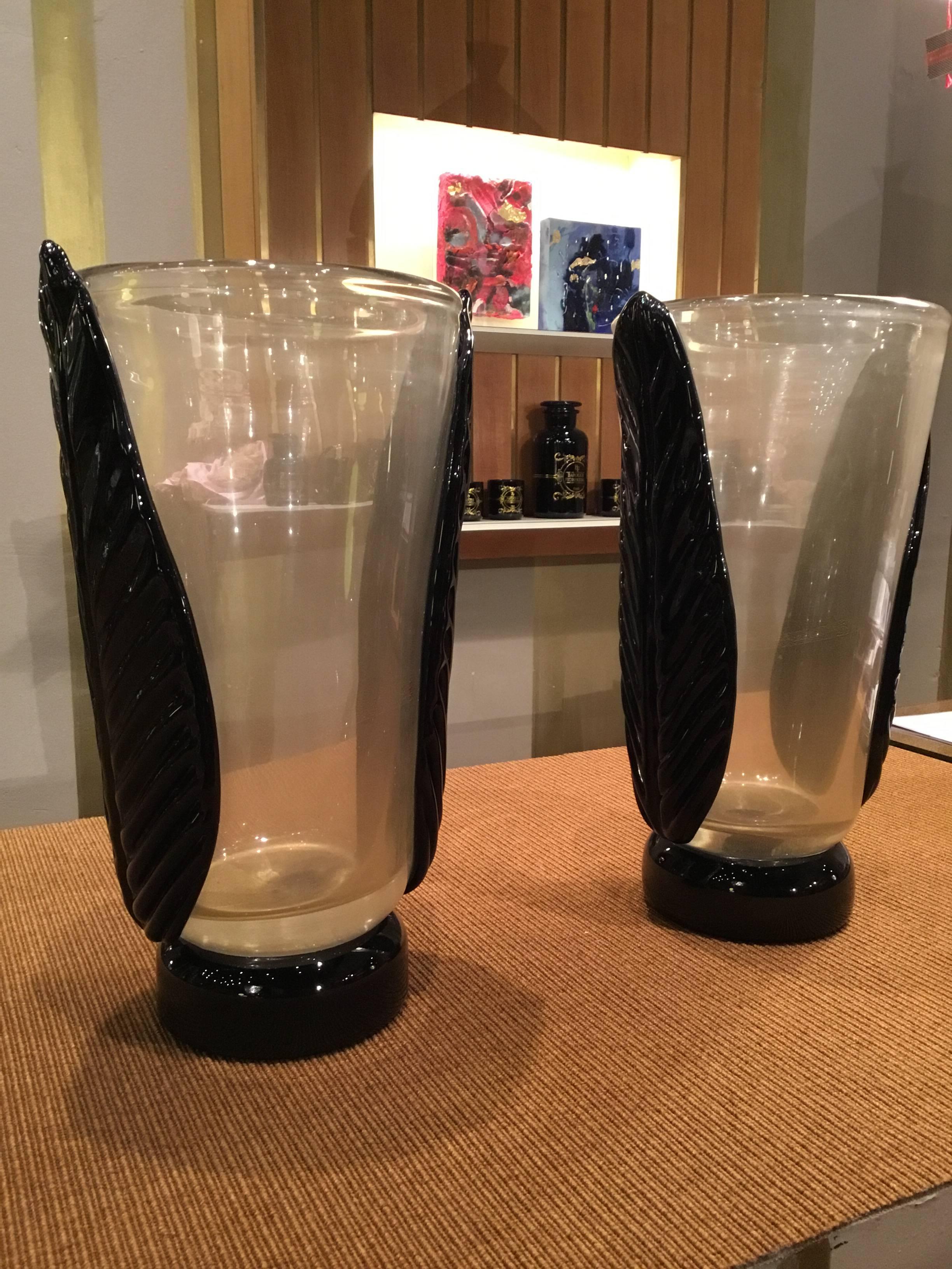 Pair of Glass Vases by Maurizio Artoni, Venice, Italy 1