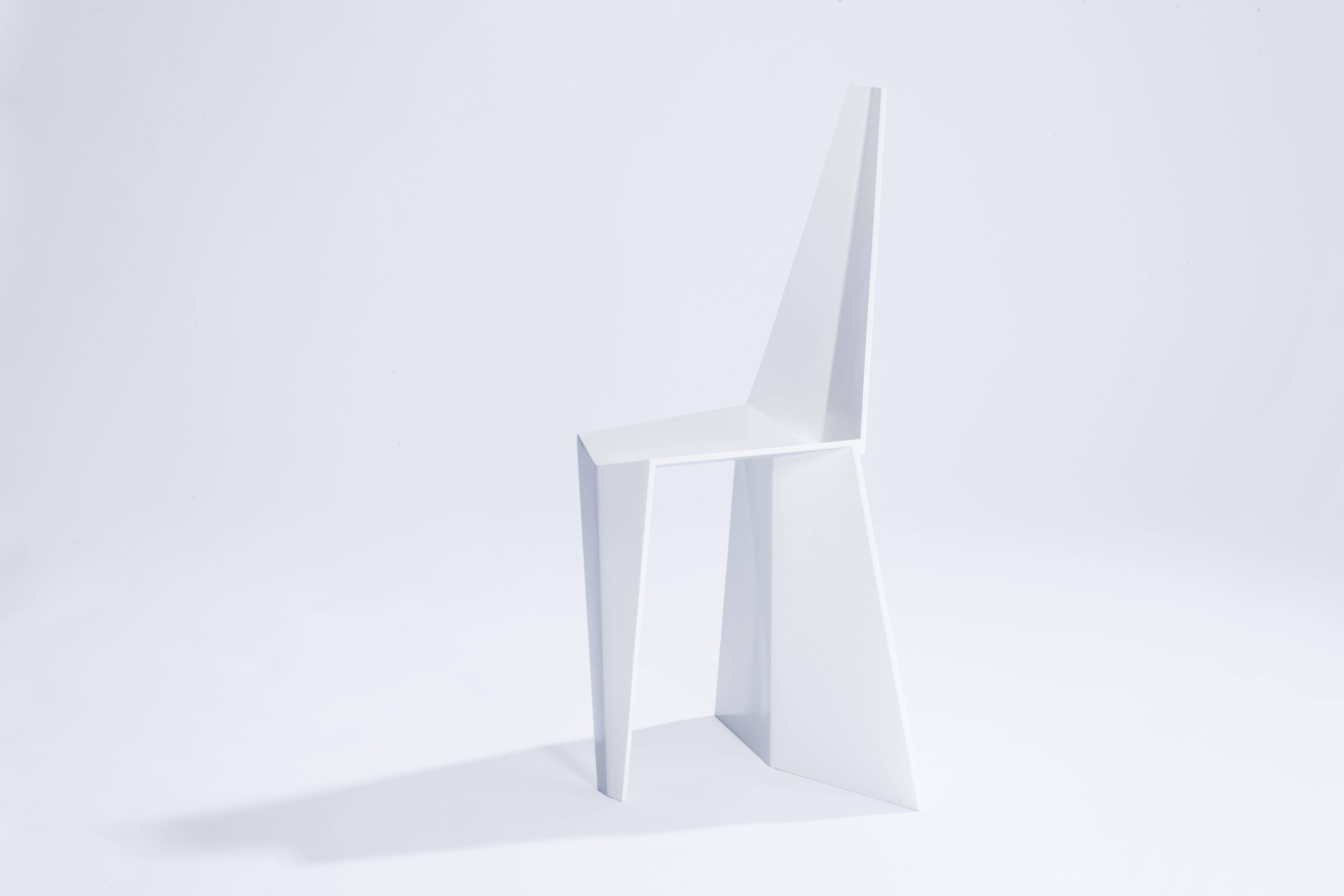 Minimalist Crystallized Chair in Bent Recycled Metal, Powder Coated or Clear Anodized For Sale
