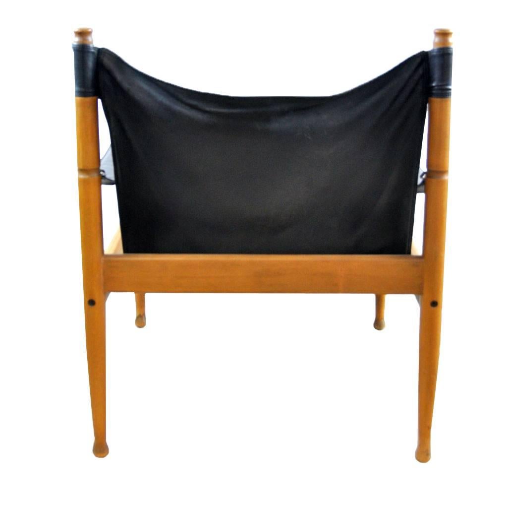 Mid-20th Century Safari Easy Chair and Footstool by Eric Wørts for Niels Eilersen For Sale