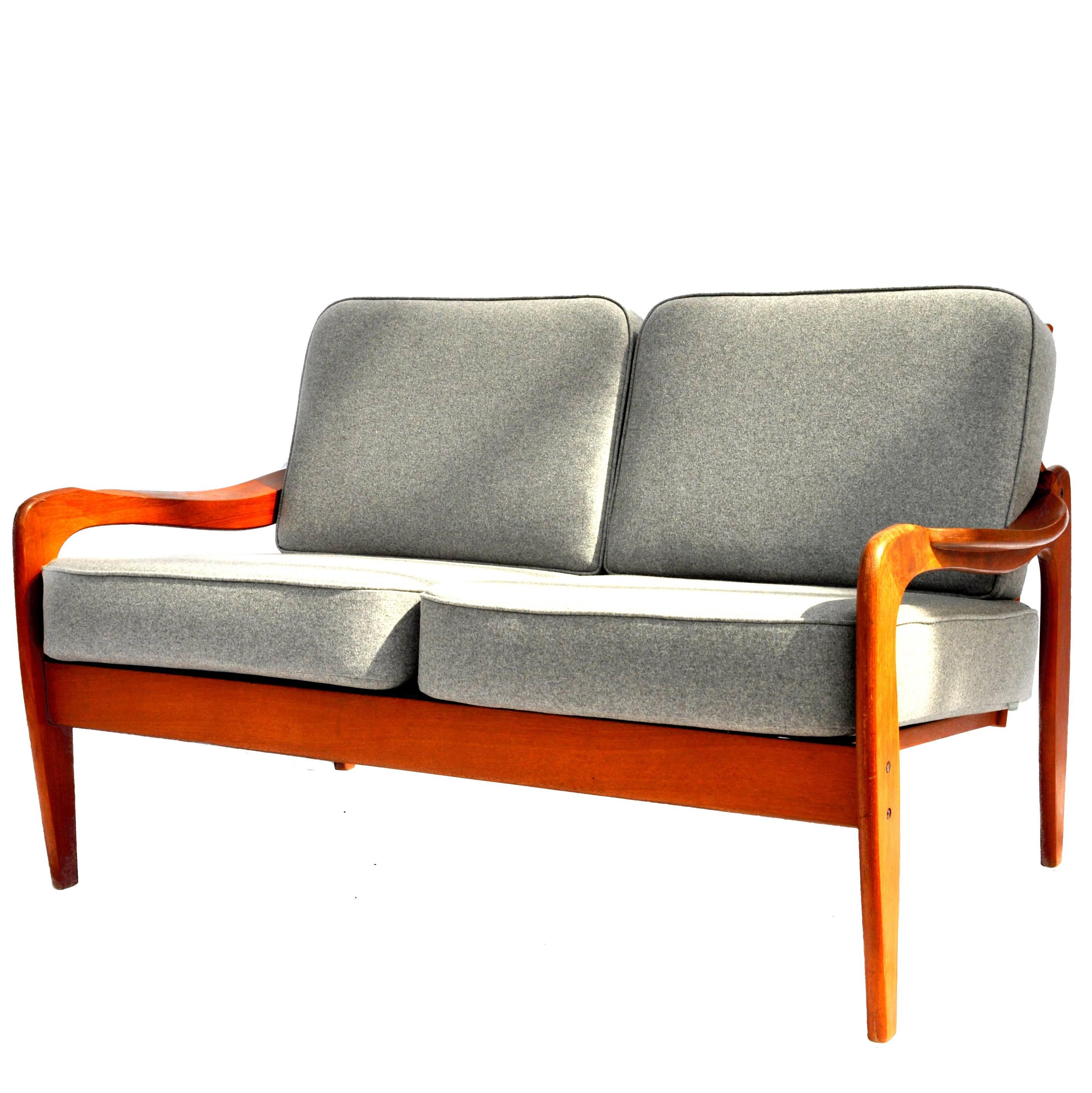 Scandinavian Modern Two-Seat Teak Sofa from Komfort For Sale