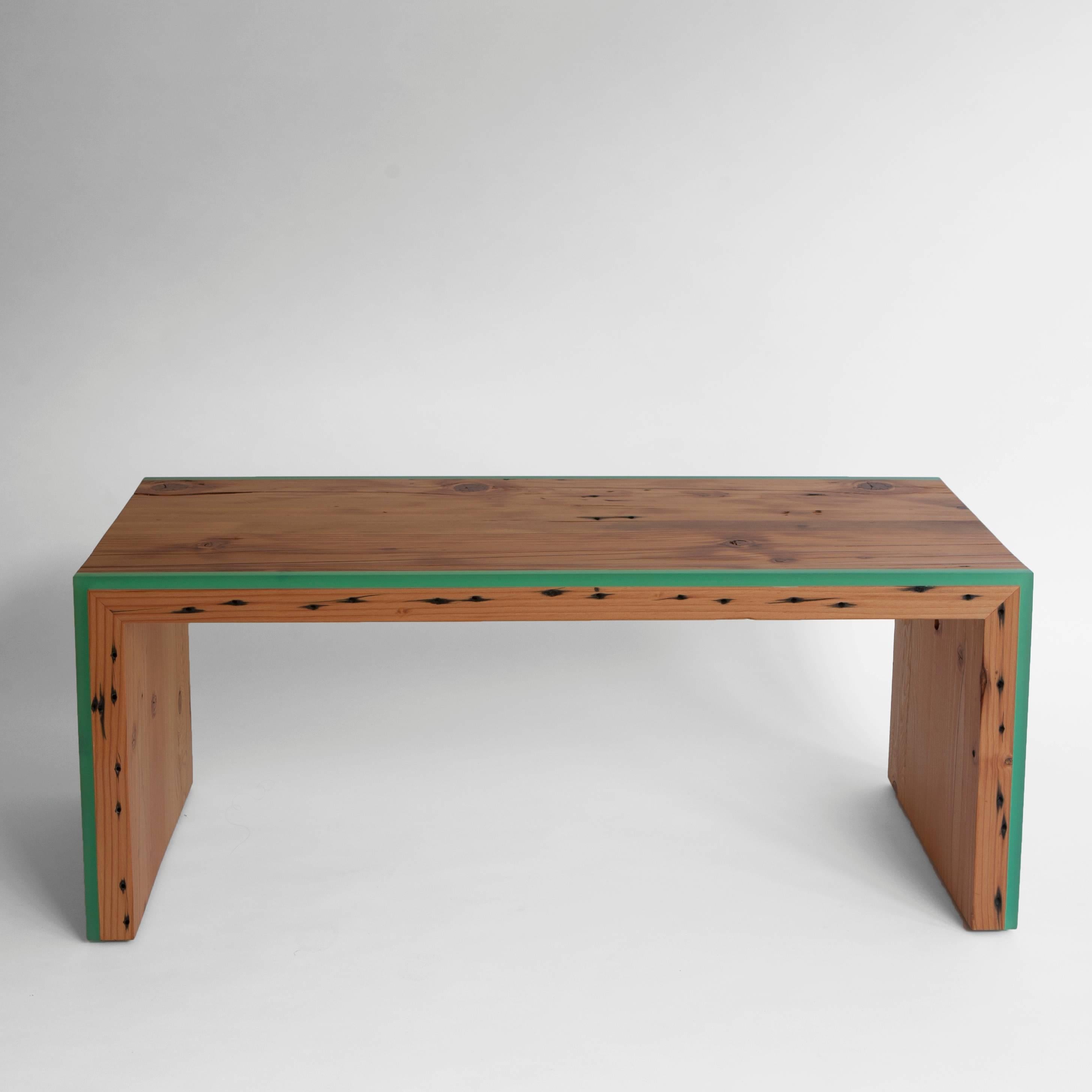 Inlay Monster Island Coffee Table or Bench in Reclaimed Fir, Edged in Resin For Sale