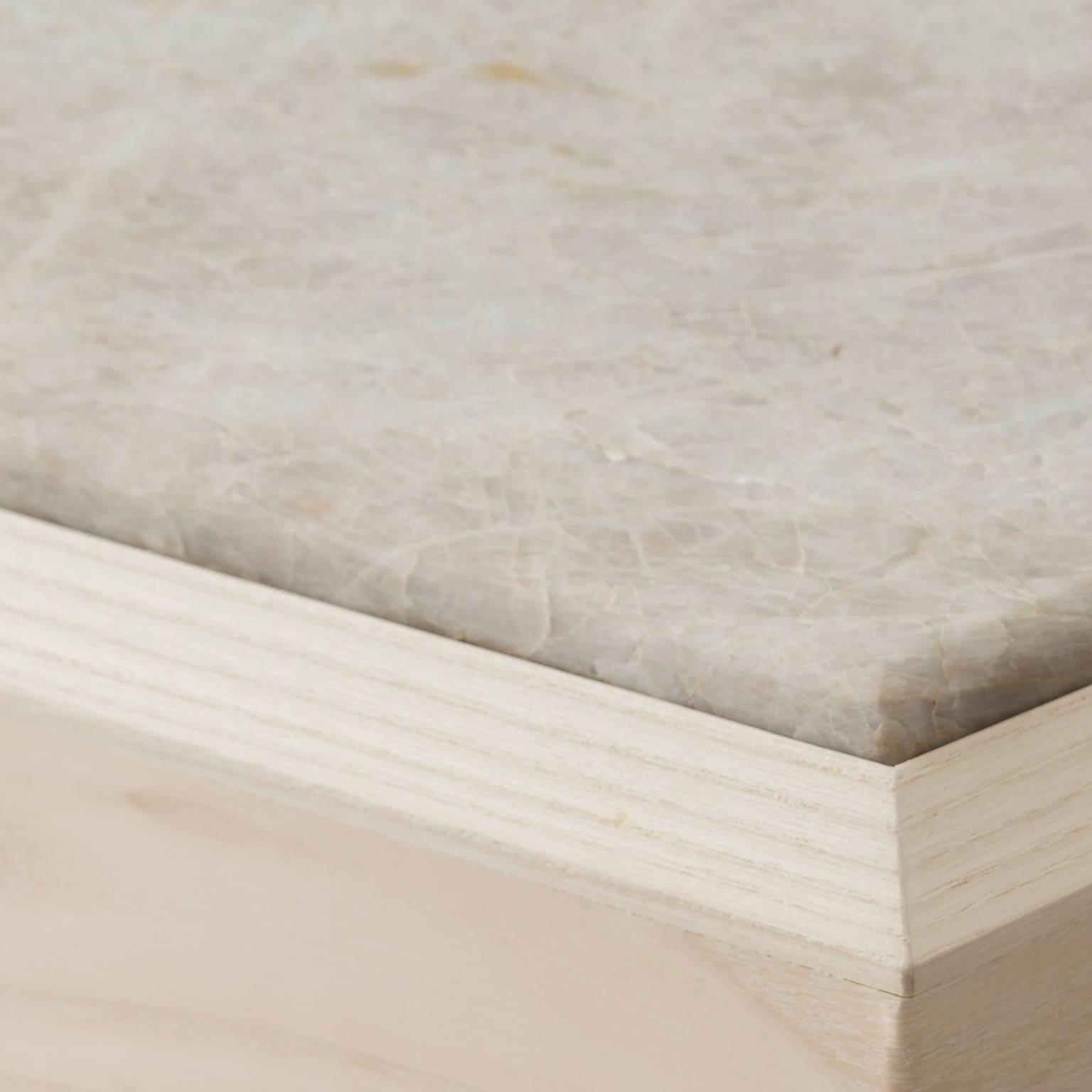 Glazed Custom Drip/Fold Side Table, Ash Plywood with Custom Resin and Custom Top For Sale