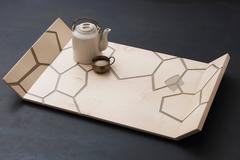 Honeycomb Decorative Serving Tray in Maple with Inlaid Resin - In Stock