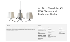 Art Deco Chandelier, Ci 1930, Chrome and Parchment Shades