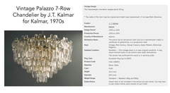 Vintage-Kronleuchter „Palazzo“ mit 7 Reihen von J.T. Kalmar für Kalmar, 1970er Jahre