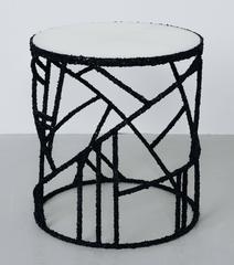 Hand Made Black Tourmaline and Onyx Side Table, by Samuel Amoia