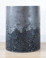 Hand Made Tourmaline and Black Plaster Drum, Side Table by Samuel Amoia