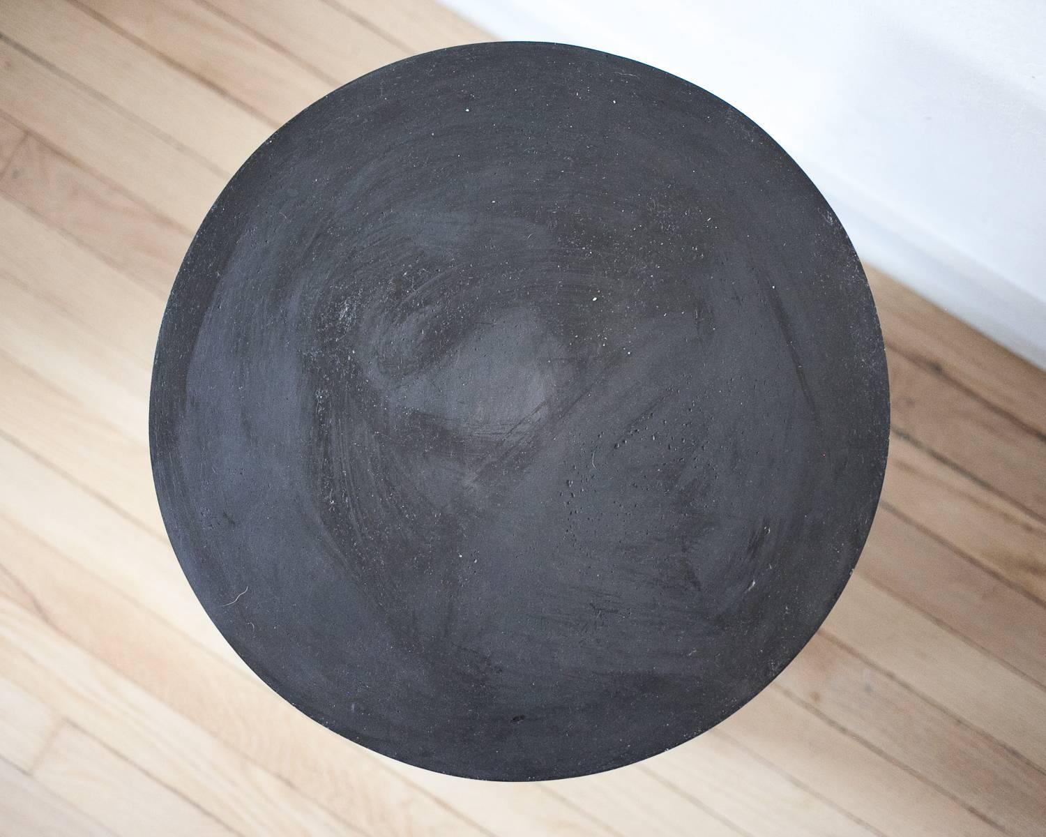 American Hand Made Tourmaline and Black Plaster Drum, Side Table by Samuel Amoia For Sale