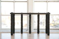 Hand Made Console of Black Tourmaline of India and Black Cement, by Samuel Amoia