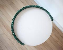 Hand Made Malachite and White Plaster Drum, Side Table by Samuel Amoia