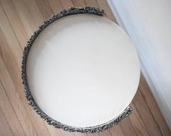 Hand Made Pyrite of Mexico and White Plaster Drum, Side Table by Samuel Amoia