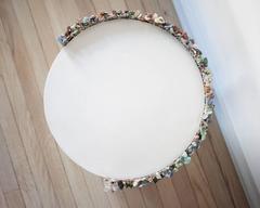 Hand Made South American Mix and White Plaster Drum, Side Table by Samuel Amoia