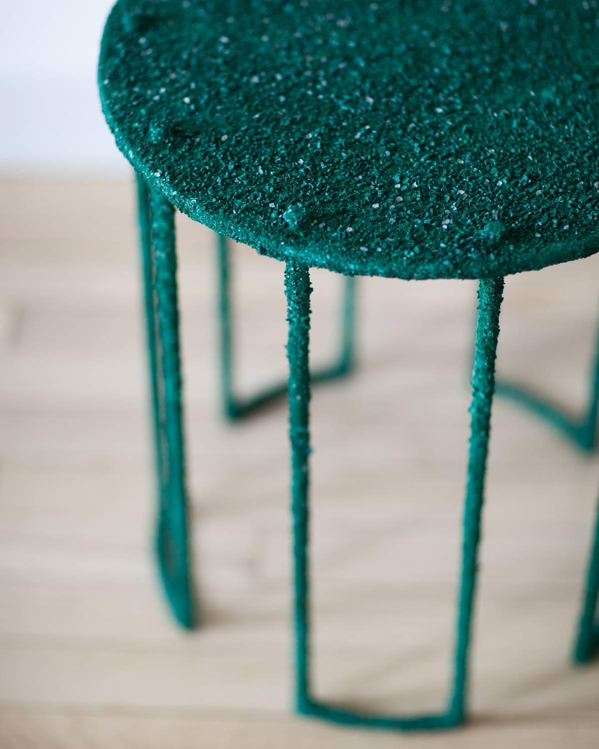 Hand Made Side Table of Crushed Malachite of the Congo, by Samuel Amoia In New Condition For Sale In New York, NY