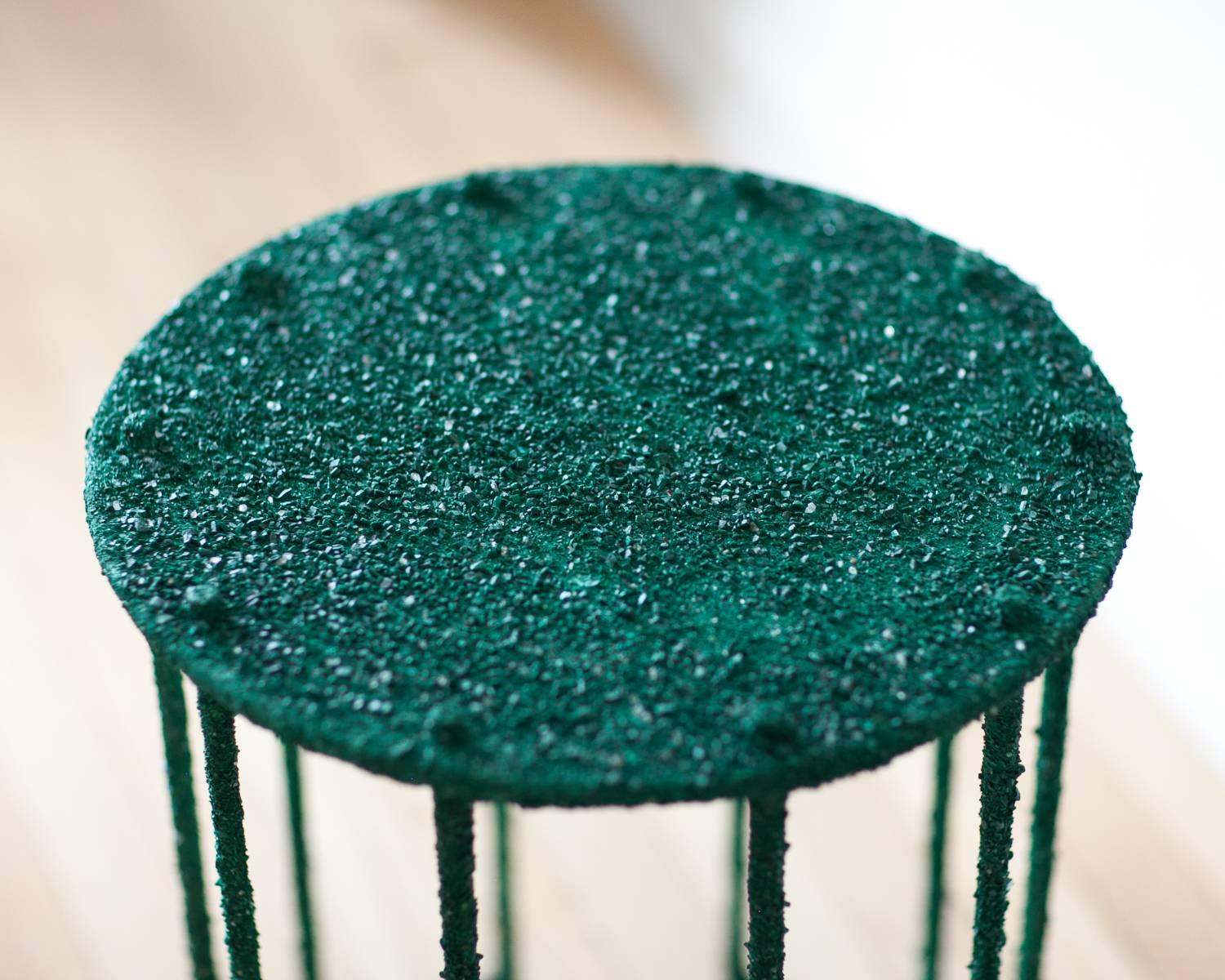 Contemporary Hand Made Side Table of Crushed Malachite of the Congo, by Samuel Amoia For Sale