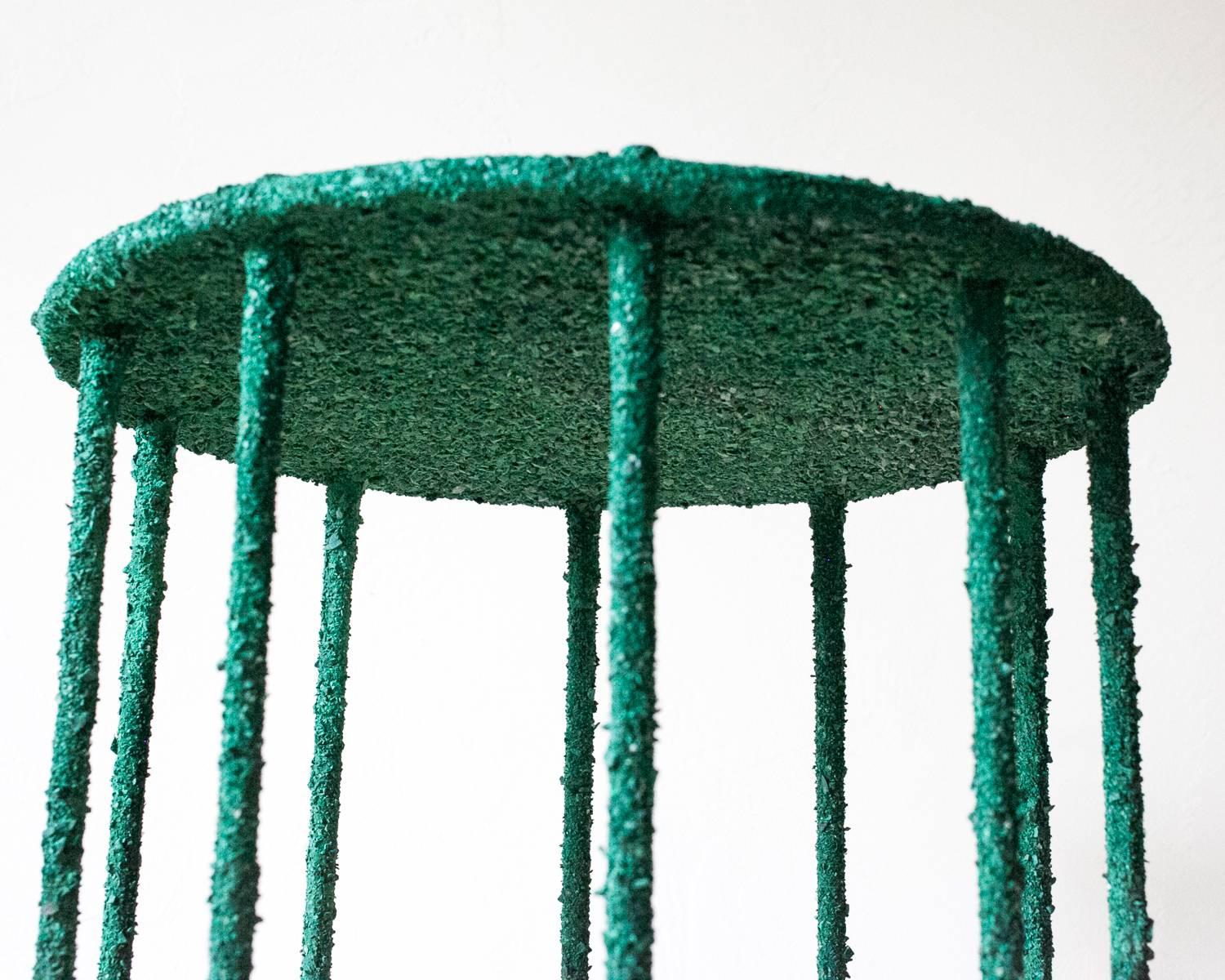Pyrite Hand Made Side Table of Crushed Malachite of the Congo, by Samuel Amoia For Sale