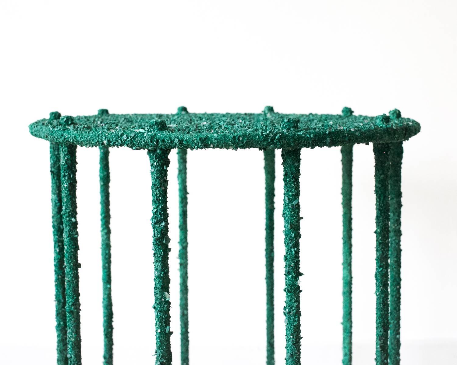 Hand Made Side Table of Crushed Malachite of the Congo, by Samuel Amoia For Sale 2