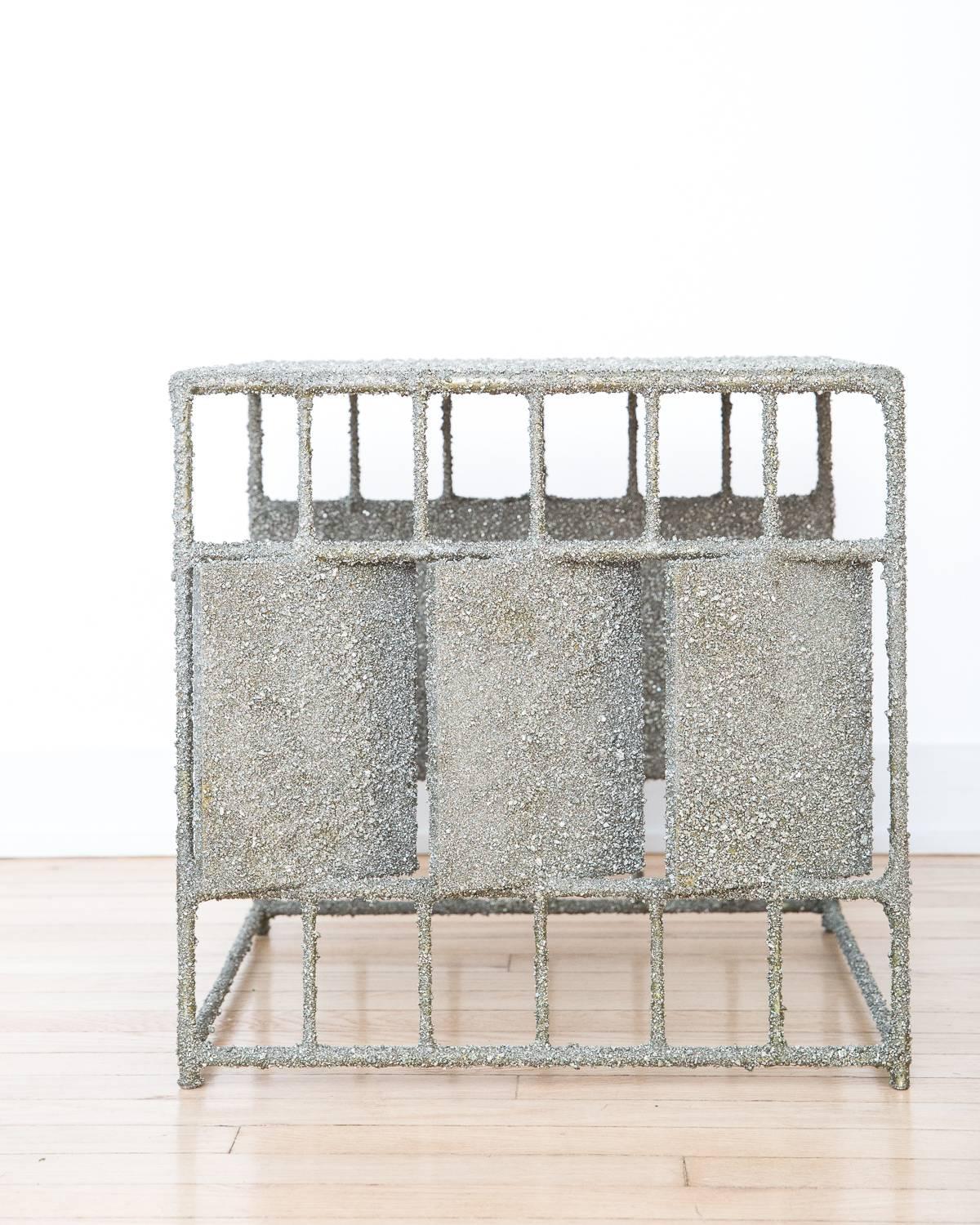 American Hand Made Side Table of Crushed Pyrite of Mexico, by Samuel Amoia For Sale