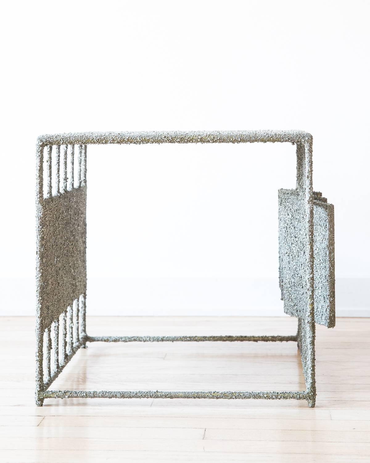 Contemporary Hand Made Side Table of Crushed Pyrite of Mexico, by Samuel Amoia For Sale