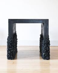 Hand Made Side Table of Black Tourmaline and Black Plaster, by Samuel Amoia