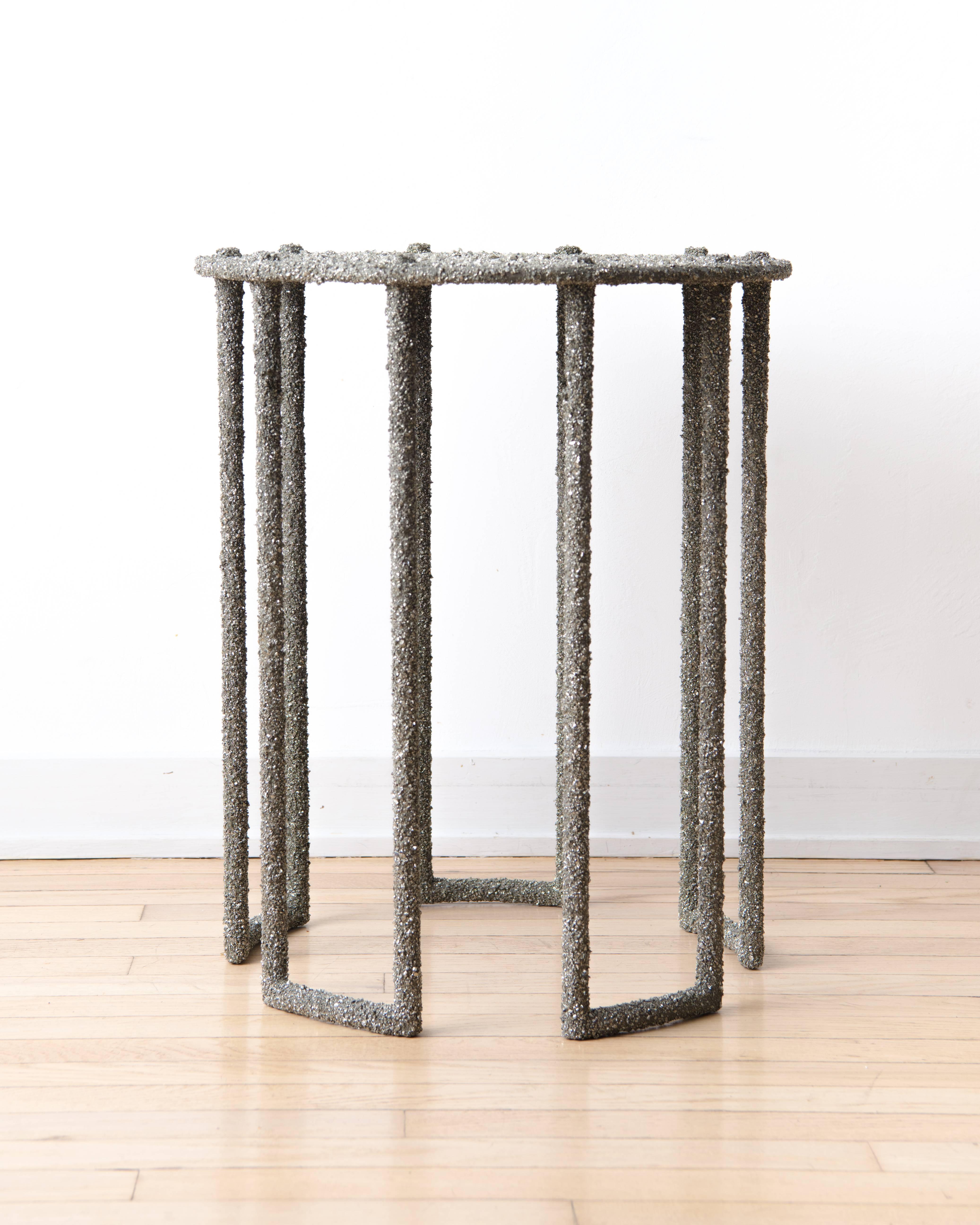 American Hand Made Side Table of Crushed Pyrite of Mexico, by Samuel Amoia For Sale