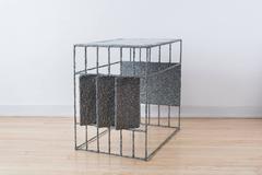 Hand Made Resin and Aluminum Shavings Side Table by Samuel Amoia