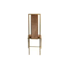 Set of 2 Brass and Velvet Romeo Rega Dining Chairs, circa 1970s