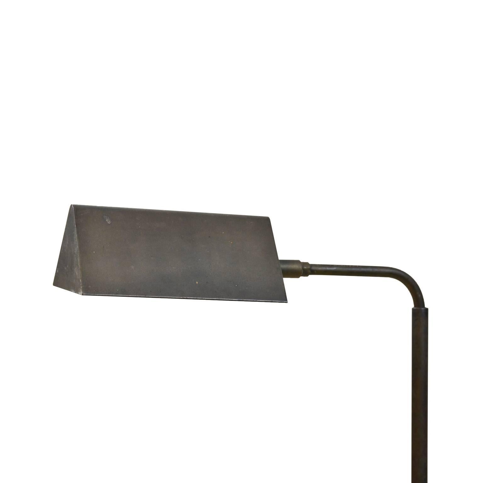 Patinated Brass Articulated Lamp, 1970s In Good Condition For Sale In Los Angeles, CA