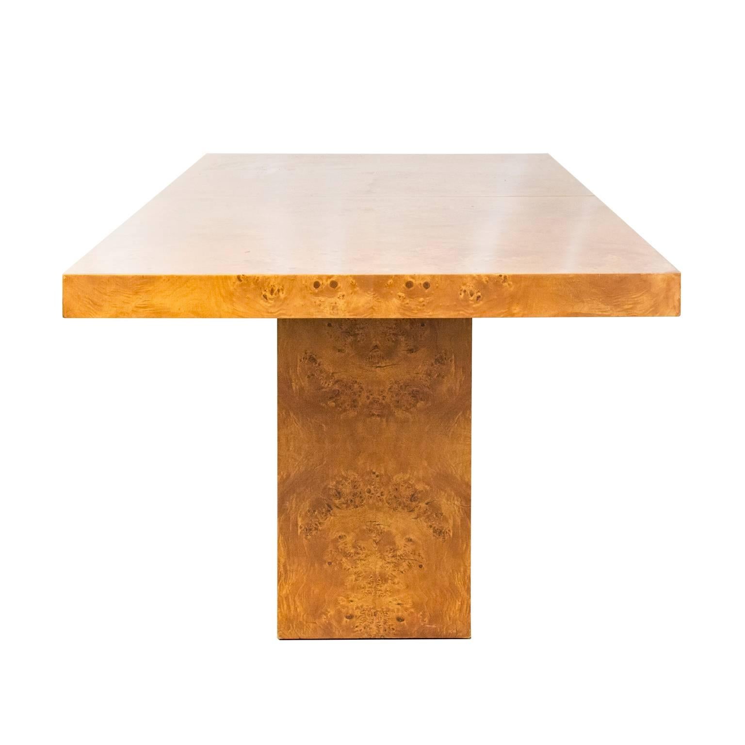 American Milo Baughman Burl Wood Dining Table