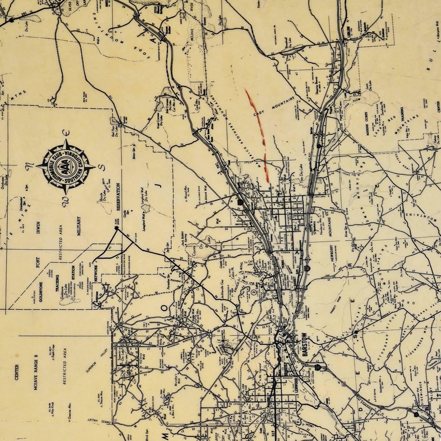 American Map of California South Western Area by AAA Automotive Club For Sale