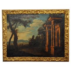 Pair of Roman School Landscape Paintings, 18th Century