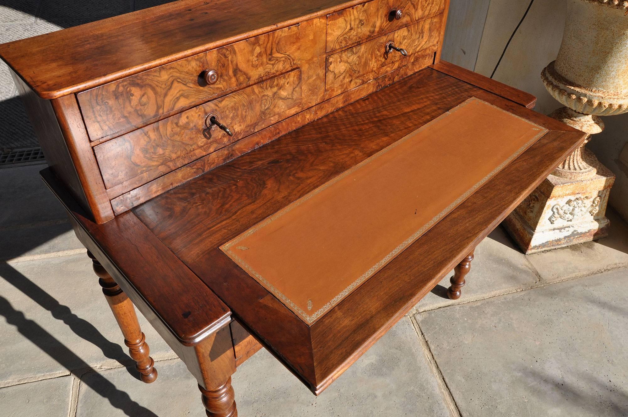 19th Century Walnut and Root Wood Desk For Sale 2