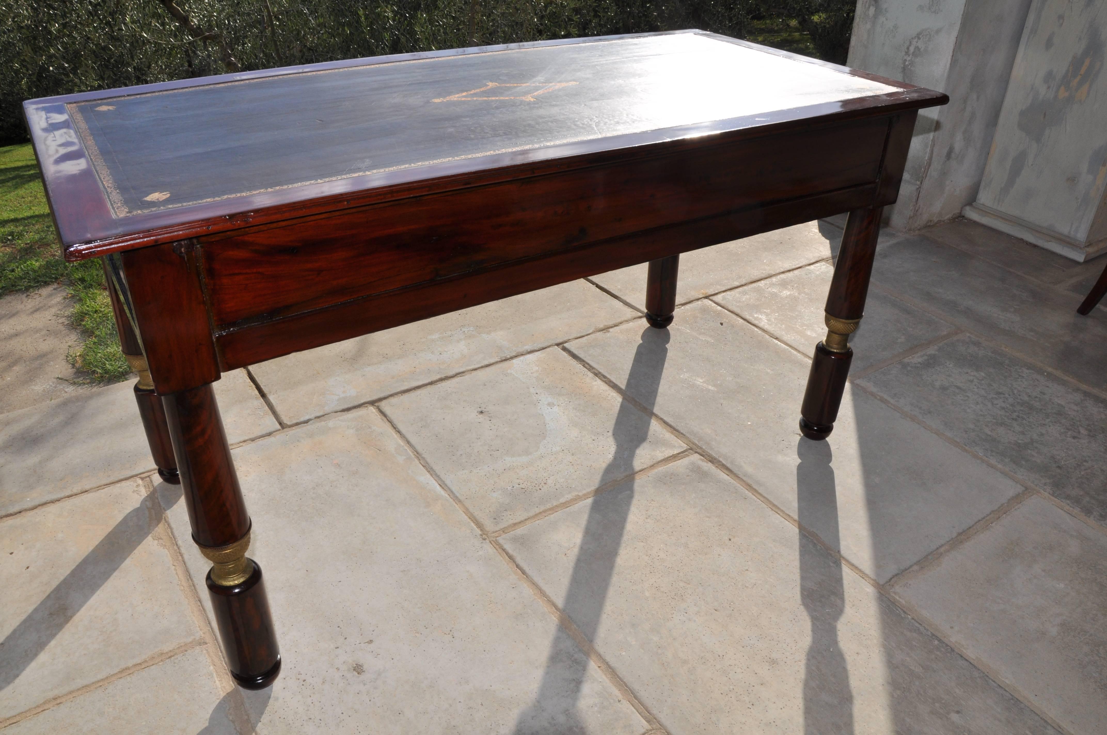 French 19th Century Writing Desk in Empire Style Enriched with Gold Bronze Parts For Sale