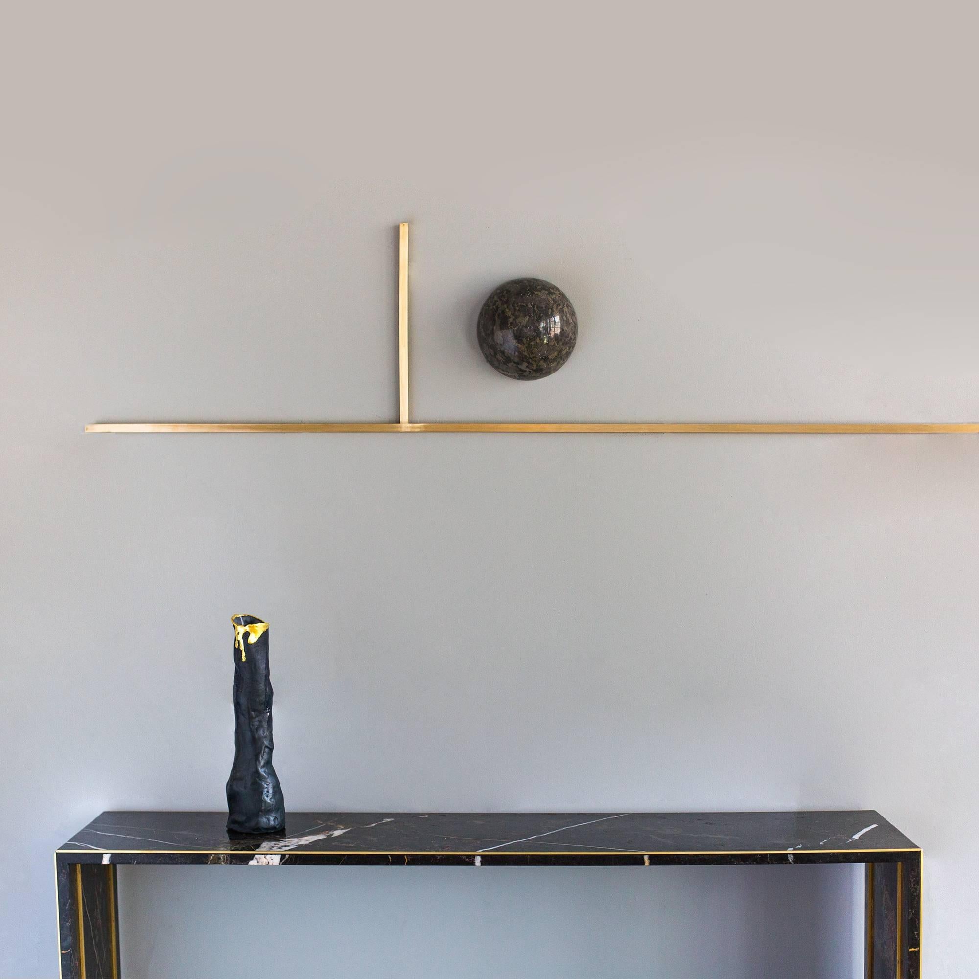 Contemporary Falling Star Led Wall Lamp in Brass with a Black Marble Base