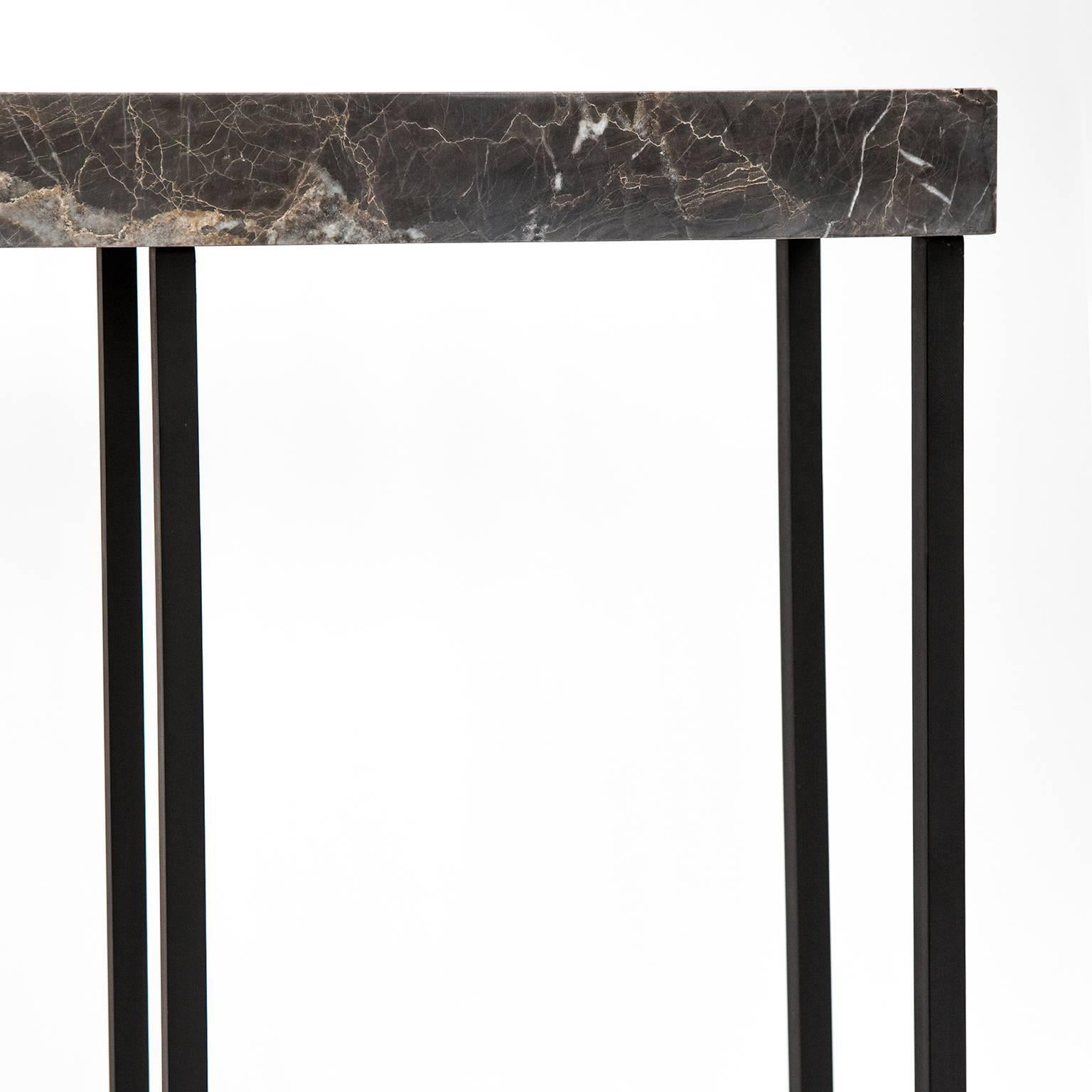 Turkish FOUND Console Table No.1 in Grey Marble and Black Steel