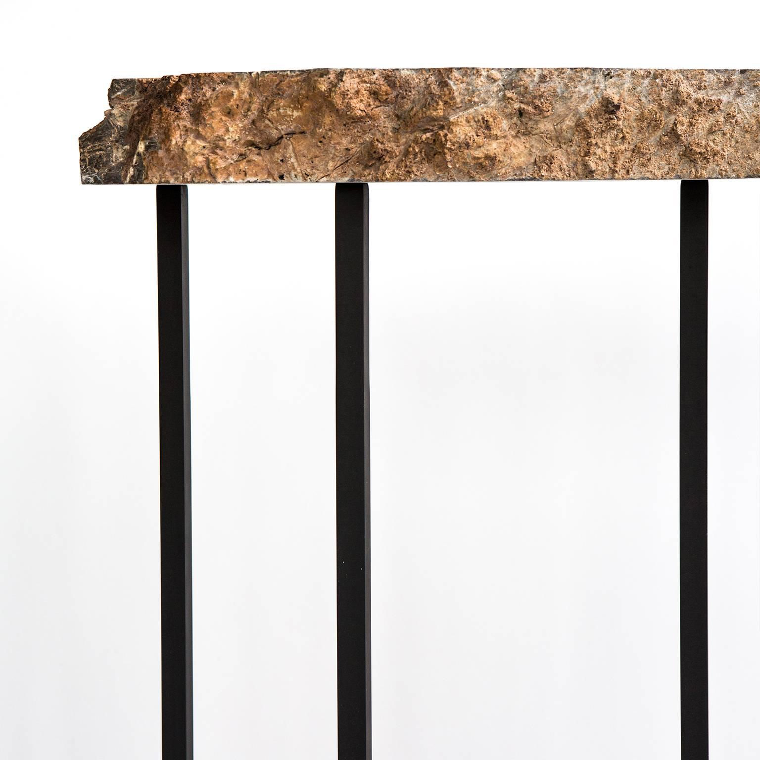 FOUND Console Table No.1 in Grey Marble and Black Steel 2