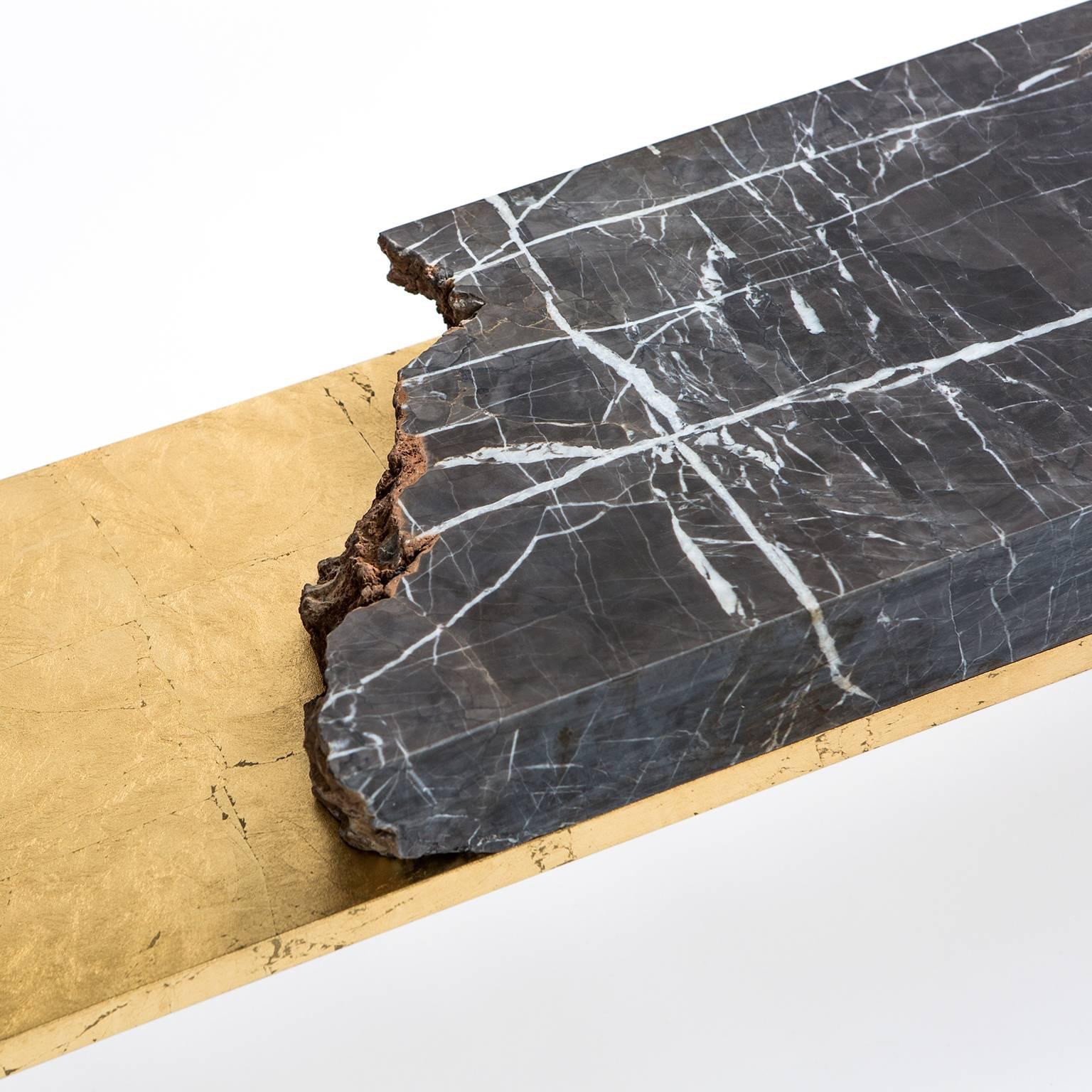 Bench in Grey Marble, Steel 