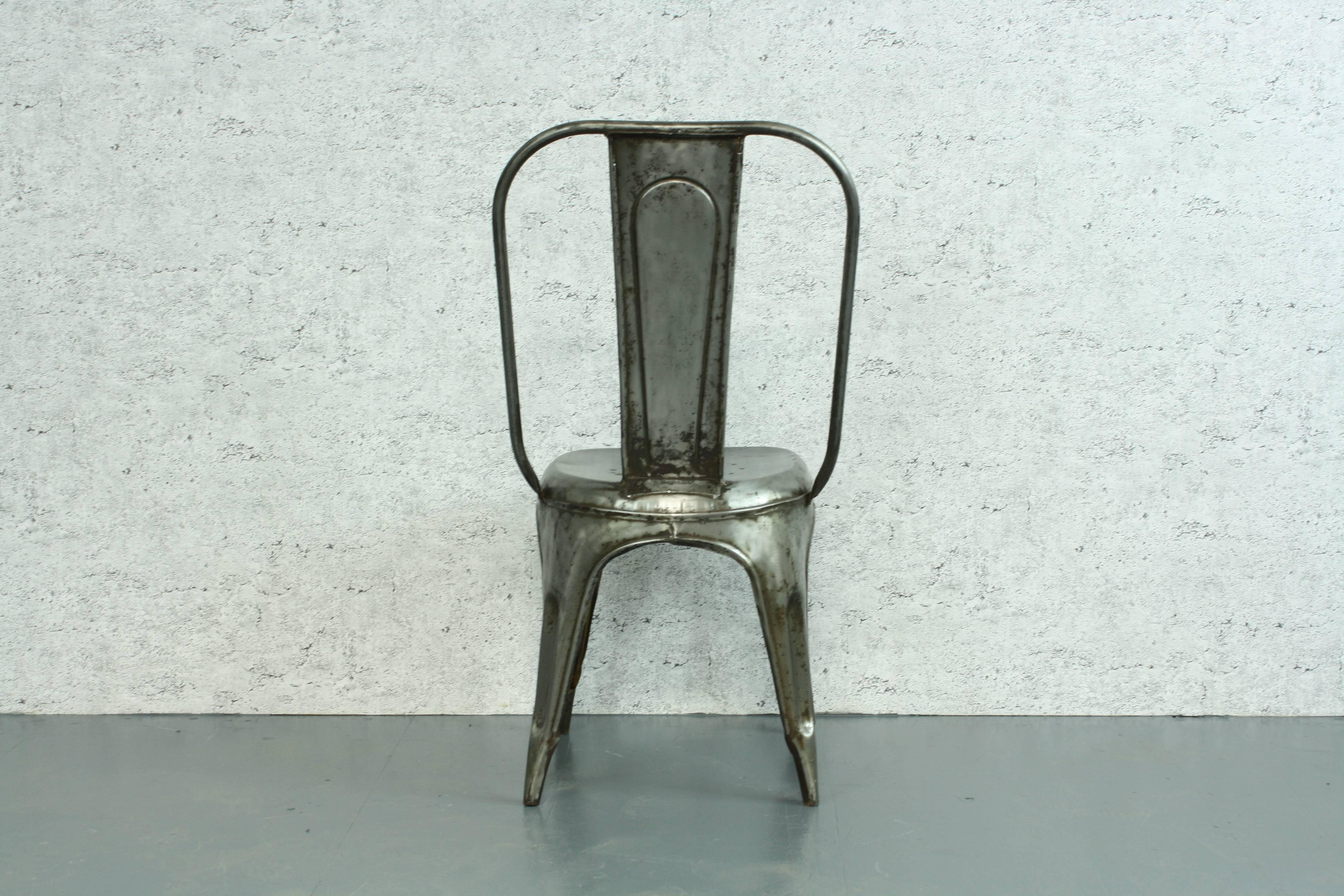 Unknown Galvanised Steel Cafe Chair, after a model by Xavier Pauchard For Sale