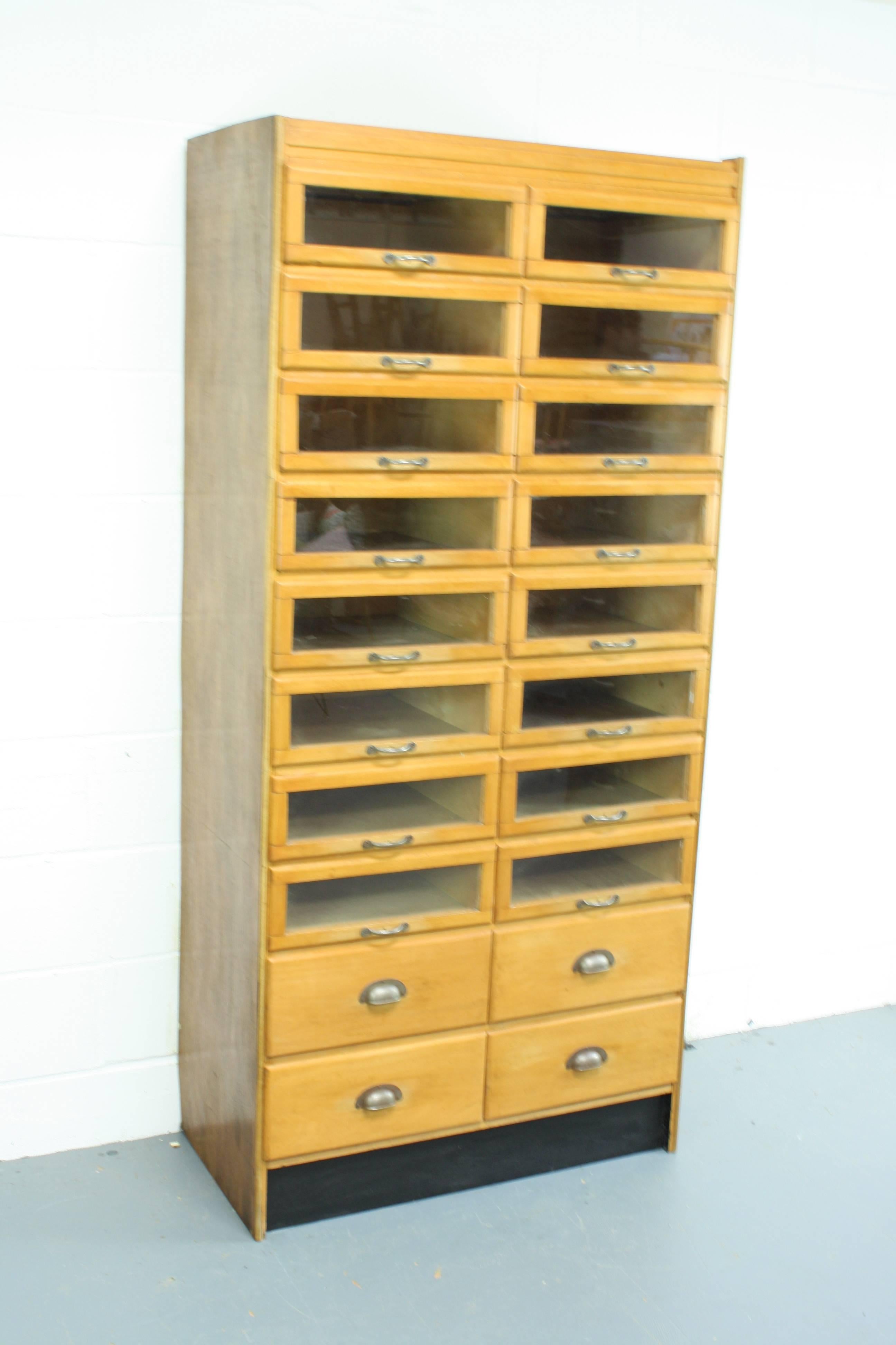 20th Century Vintage English Oak Haberdashery Cabinet For Sale